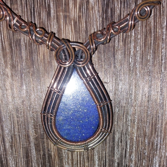Lapis Lazuli Wire Wrapped Statement Necklace - Picture 3 of 5
